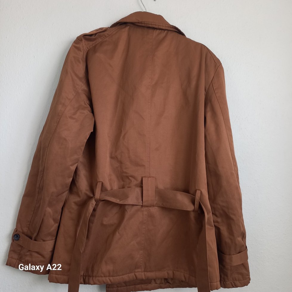 Kahverengi Deri Kemerli Midi Trençkot - Görsel 4