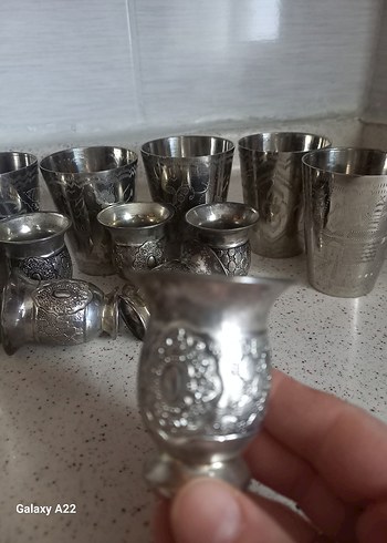 Gri İşlemeli Metal Kahve Fincanları Seti - Görsel 4