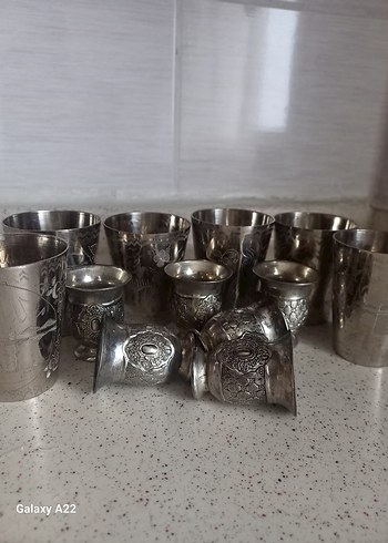 Gri İşlemeli Metal Kahve Fincanları Seti - Görsel 2