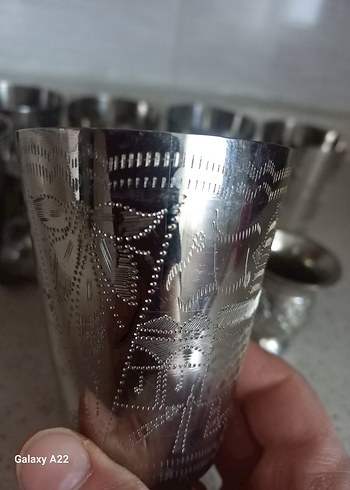 Gri İşlemeli Metal Kahve Fincanları Seti - Görsel 3