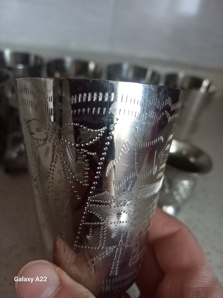 Gri İşlemeli Metal Kahve Fincanları Seti - Görsel 3