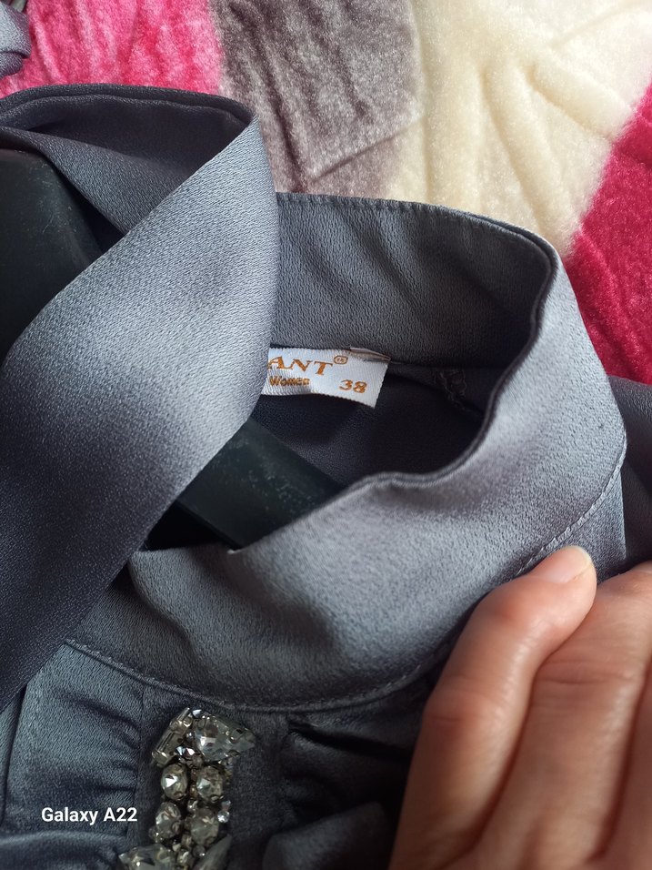 Uzun Gri Bohem Nakışlı Elbise - Görsel 5