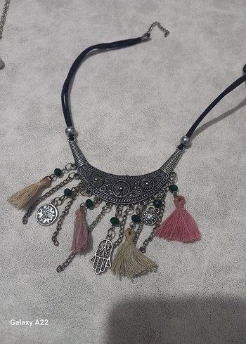 Bohem Zincir Detaylı Siyah Uzun Kolye - Görsel 7