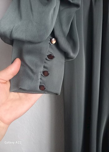 Gri Uzun Kemerli Kadın Abiye Elbise - Görsel 6