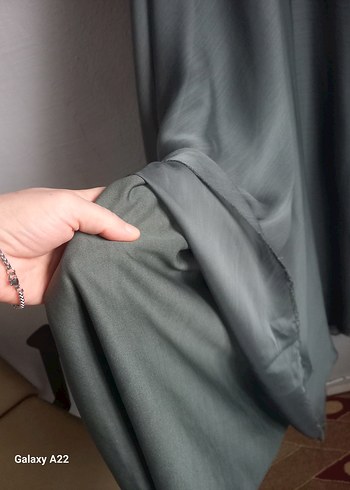 Gri Uzun Kemerli Kadın Abiye Elbise - Görsel 7