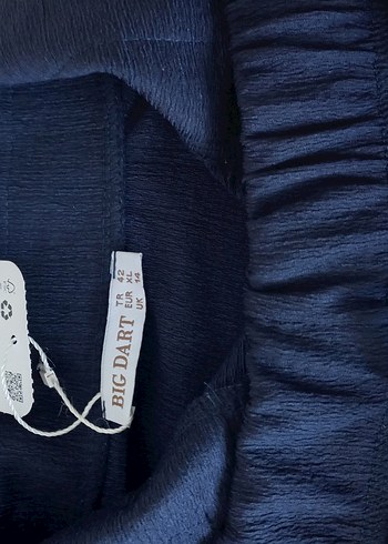 Lacivert Kadın Uzun Kollu Keten Gömlek - Görsel 8