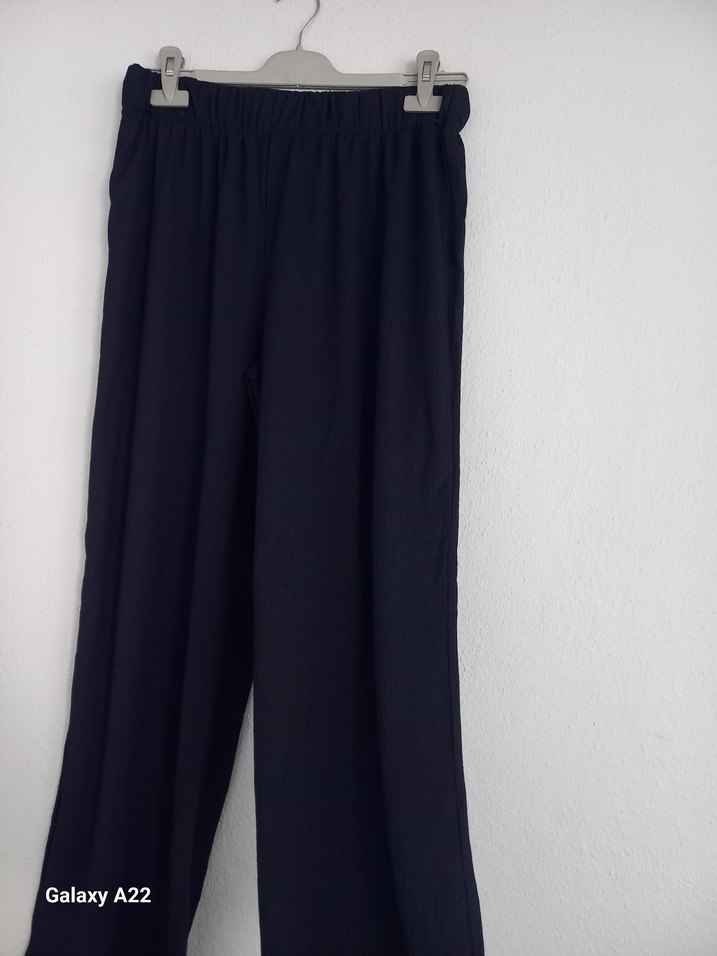 Lacivert Kadın Uzun Kollu Keten Gömlek - Görsel 5