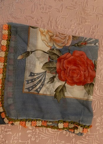 Vintage Bohem Çiçek Motifli başörtüsü - Görsel 2