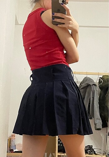 Pileli mini etek