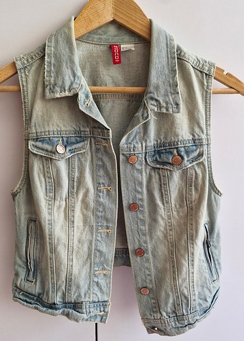 Norveç H&M Düğmeli Kolsuz Kadın Kot Yelek