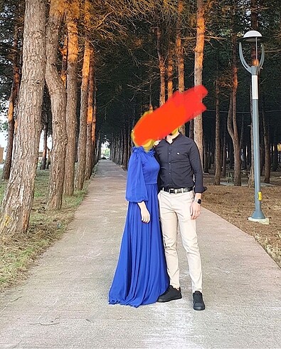 s Beden mavi Renk Tesettür abiye elbise