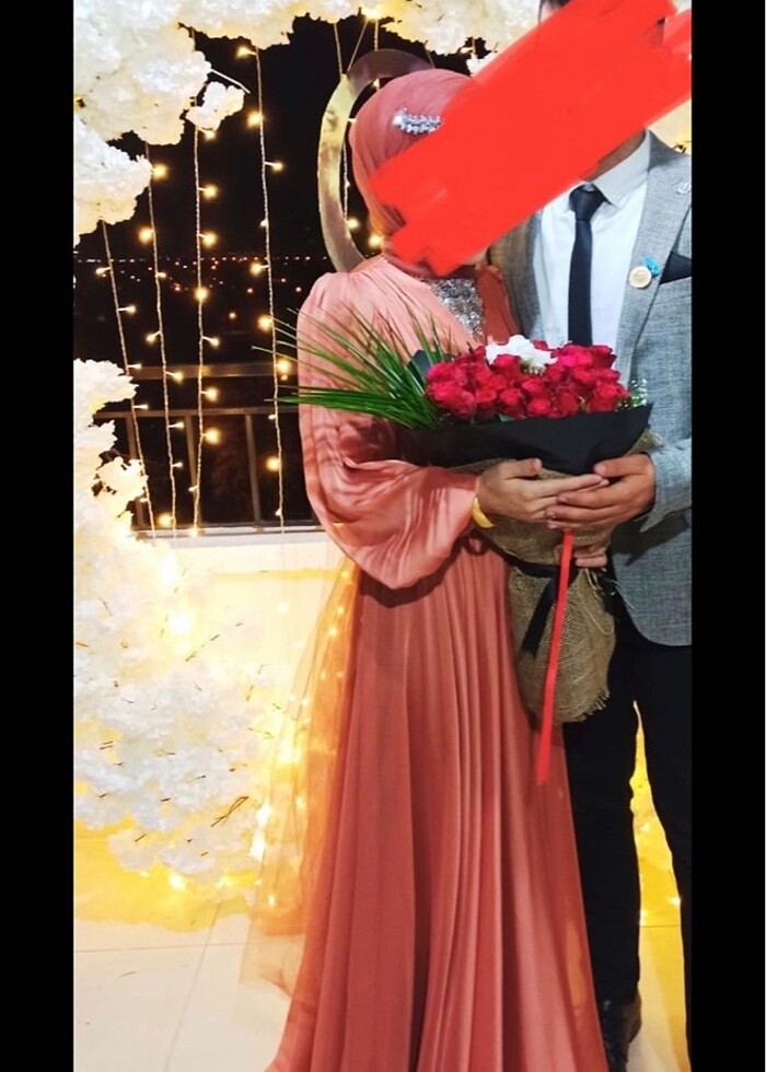 Tesettür abiye elbise eşarplı - Görsel 2