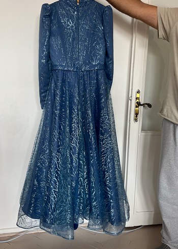 Uzun Mavi Drapeli Bohem Elbise şalı ile - Görsel 3