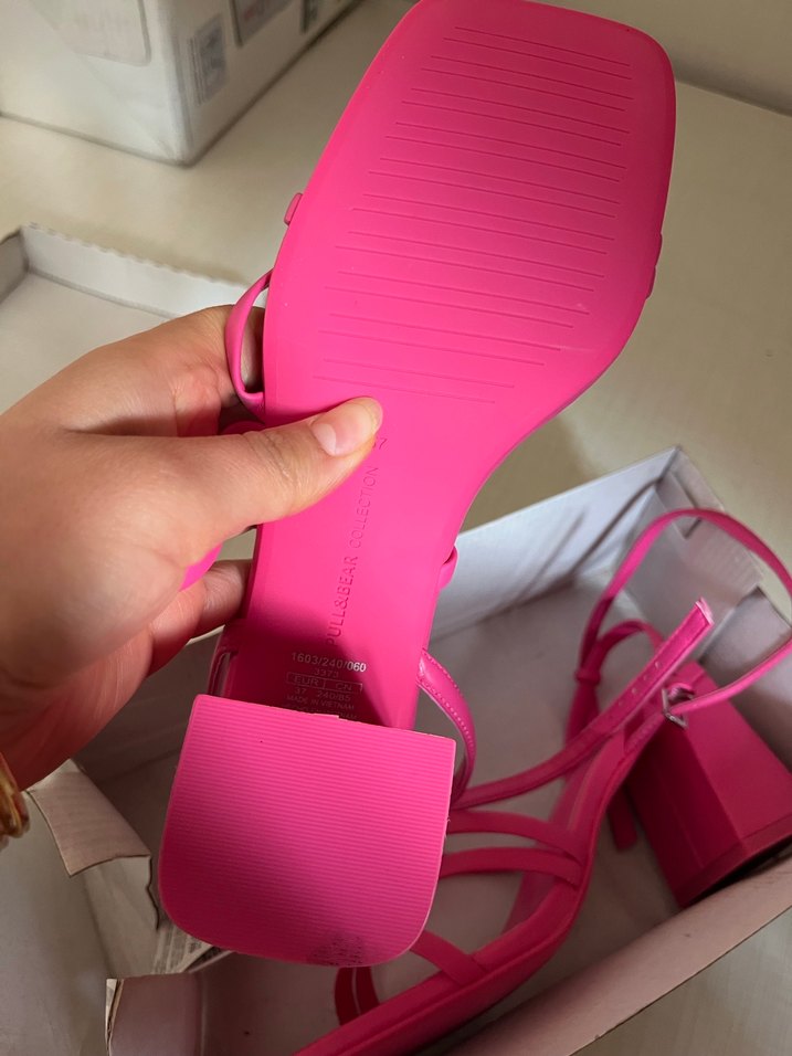 Pembe Blok Topuklu Kadın Sandalet - Görsel 3