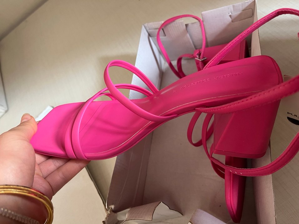 Pembe Blok Topuklu Kadın Sandalet - Görsel 2