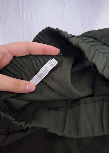 l Beden Siyah Keten Salaş Midi Kadın Pantolon