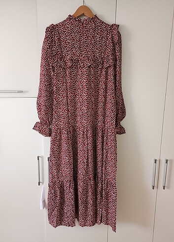 m Beden bordo Renk Yazlım Viskon Elbise 132cm