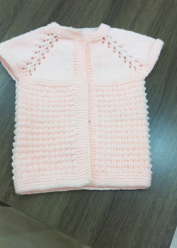 Kız Çocuk Pembe Örgü Kolsuz Hırka