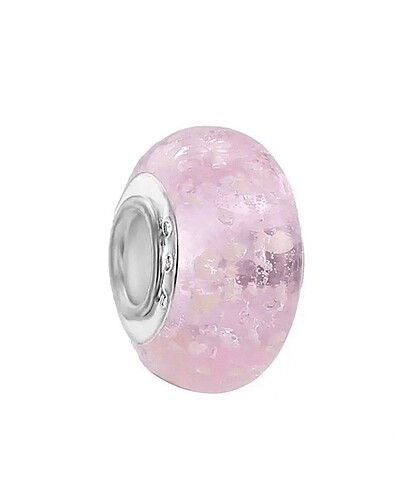 karanlıkta parlayan pembe murano charm