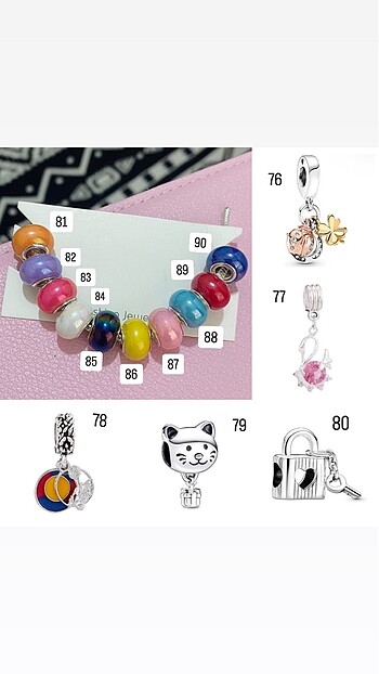  Beden gri Renk pandora uyumlu charm modelleri