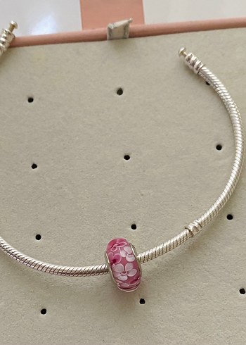 pembe çiçekli murano charm - Görsel 2