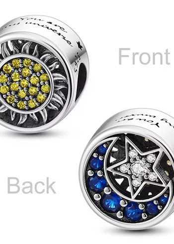 Mavi İşlemeli Boncuklu güneş Yıldız Ay Charm - Görsel 2