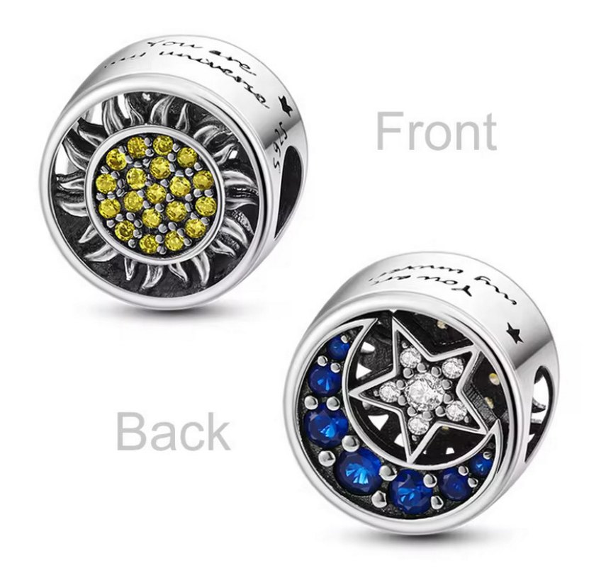 Mavi İşlemeli Boncuklu güneş Yıldız Ay Charm - Görsel 2