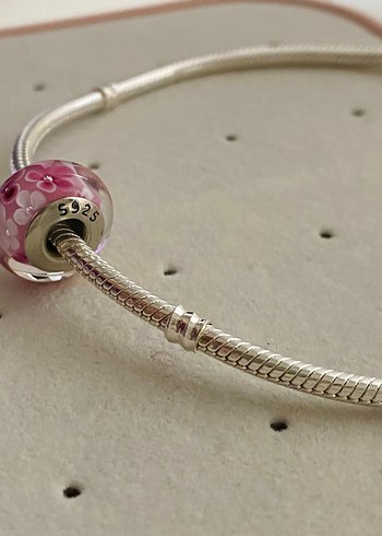 Pastel Pembe Çiçekli Boncuk Charm - Görsel 2