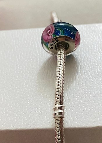 mavi çiçekli murano Charm - Görsel 2