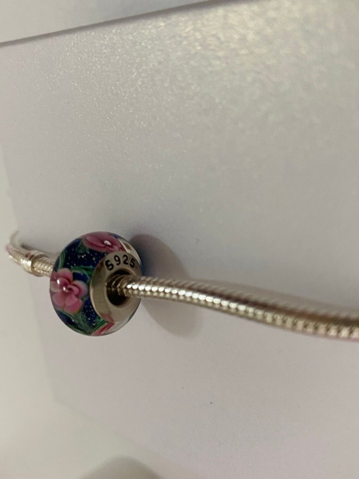 Mavi Çiçekli Boncuk Charm - Görsel 2