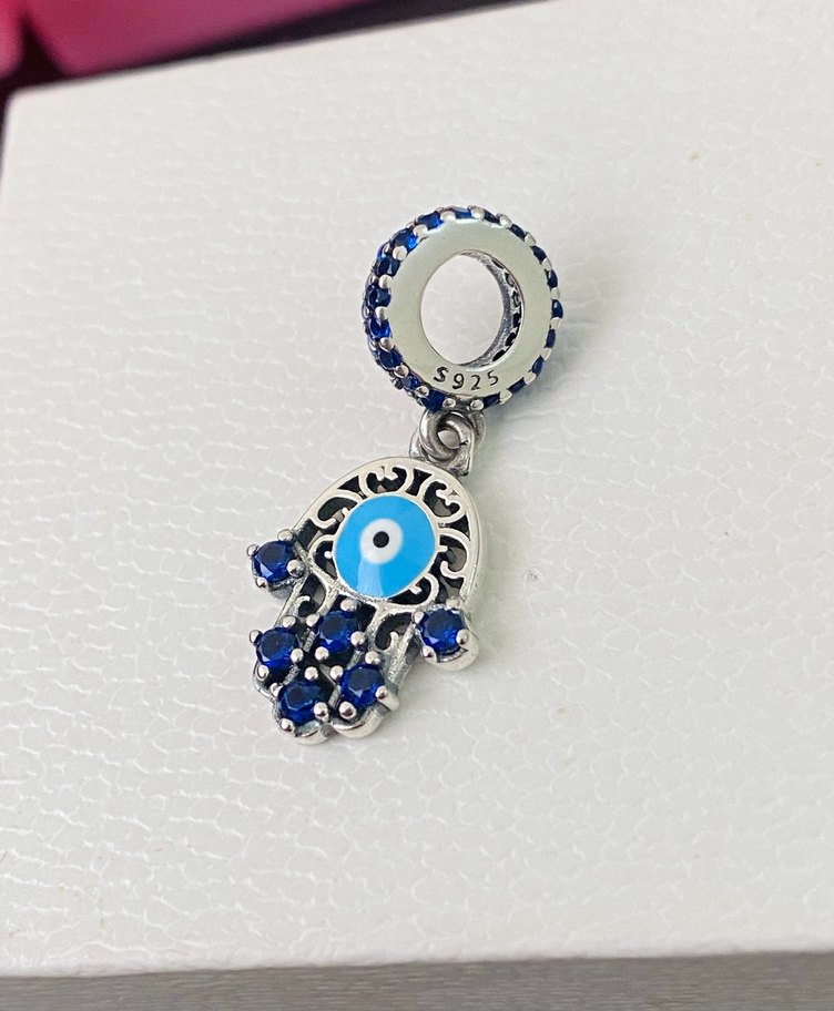 Mavi Boncuklu Hamsa nazar boncuğu Charm - Görsel 2