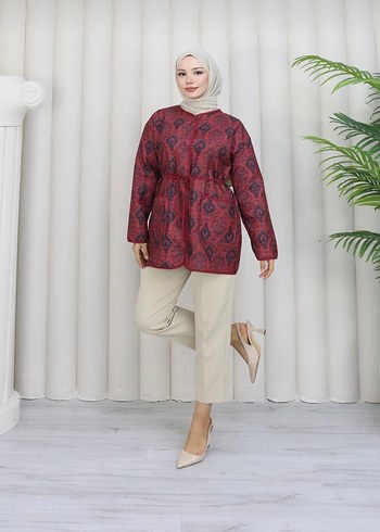 Etnik Desenli Kapitone Ceket - Görsel 3