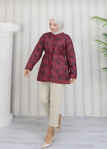 Etnik Desenli Kapitone Ceket - Görsel 2