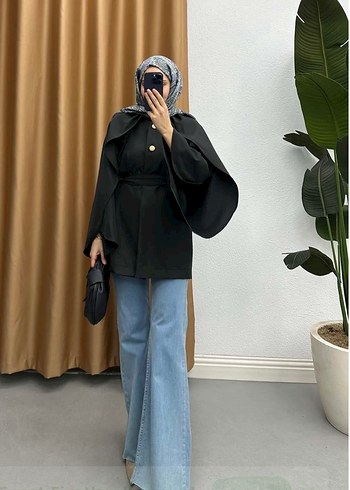 Kemerli Siyah Kadın Trençkot - Görsel 4