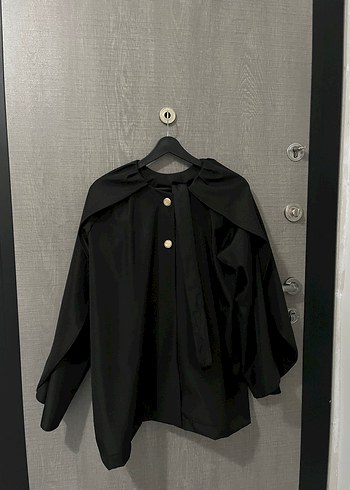 Kemerli Siyah Kadın Trençkot - Görsel 5