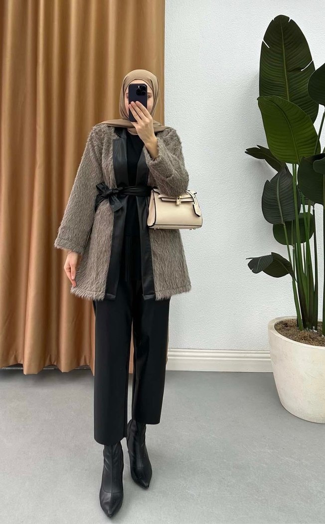 Suni Kürk Detaylı Ceket - Görsel 2