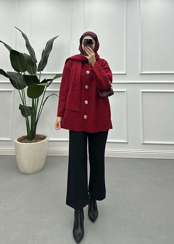 Atkılı Peluş Hırka - Görsel 3