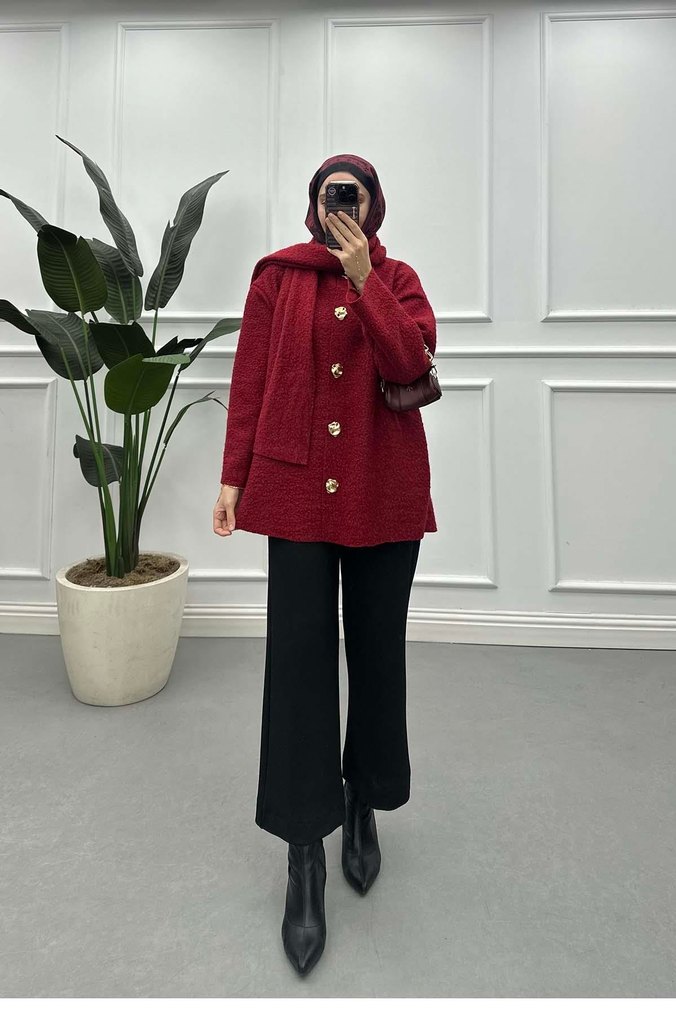 Atkılı Peluş Hırka - Görsel 3