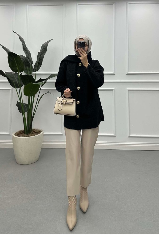 Atkılı Peluş Hırka - Görsel 2