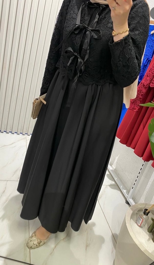 Dantelli Tesettür Abiye Elbise - Görsel 3