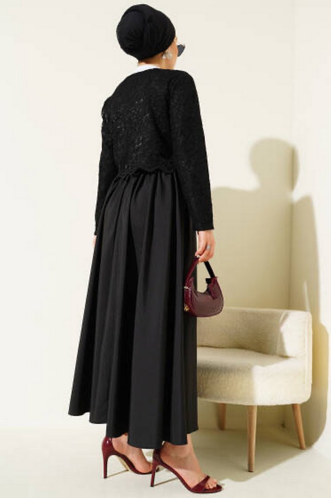 Dantelli Tesettür Abiye Elbise - Görsel 5