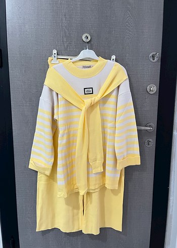 Sarı Çizgili Triko Kadın Takım - Görsel 8