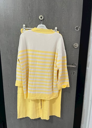 Sarı Çizgili Triko Kadın Takım - Görsel 7