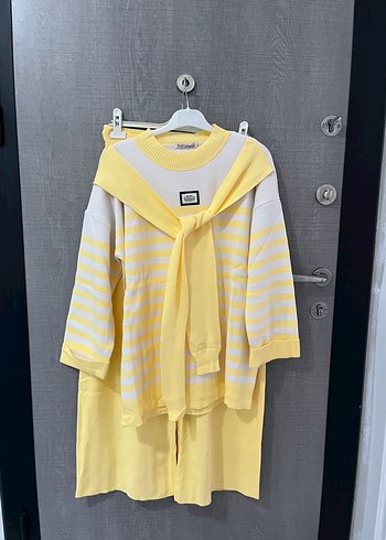 Sarı Çizgili Triko Kadın Takım - Görsel 11