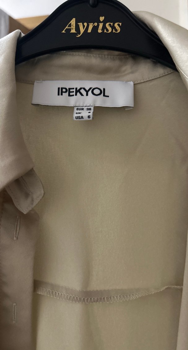 IPEKYOL Bej Düğmeli Kadın Gömlek - Görsel 2