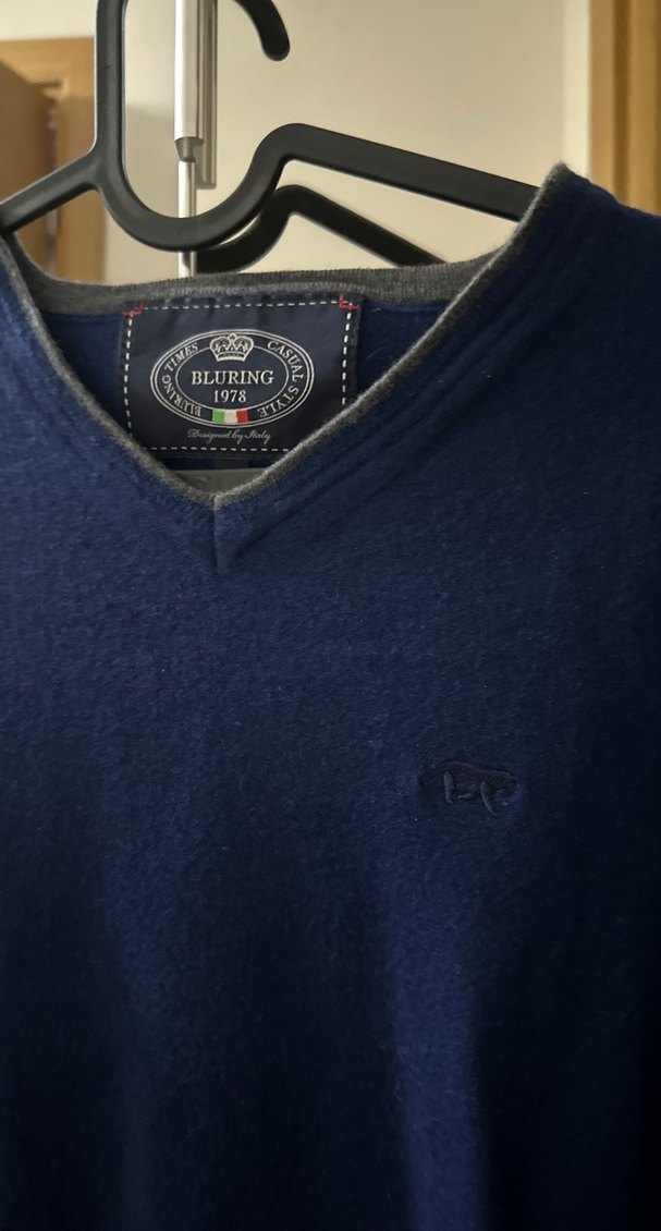 Erkek Lacivert V Yaka Triko Kazak - Görsel 2