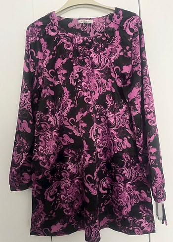 Mor Desenli Uzun Hamile Bluzu - Görsel 6