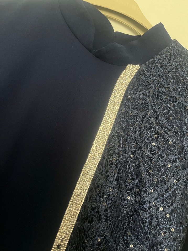 Alvina Kadın  Mavi Vintage Rozet pantolonlu takım - Görsel 3