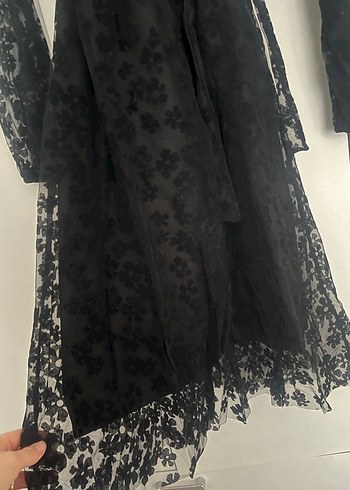 Nakışlı Siyah Gotik Uzun Kadın Elbise - Görsel 7