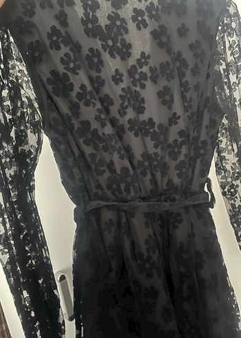 Nakışlı Siyah Gotik Uzun Kadın Elbise - Görsel 4